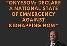 ON THE RELEASE OF ONYESOM PEACE UDOKA, NEWLY CALLED LAWYER, AND THE URGENT NEED FOR A NATIONAL STATE OF EMERGENCY ON KIDNAPPING